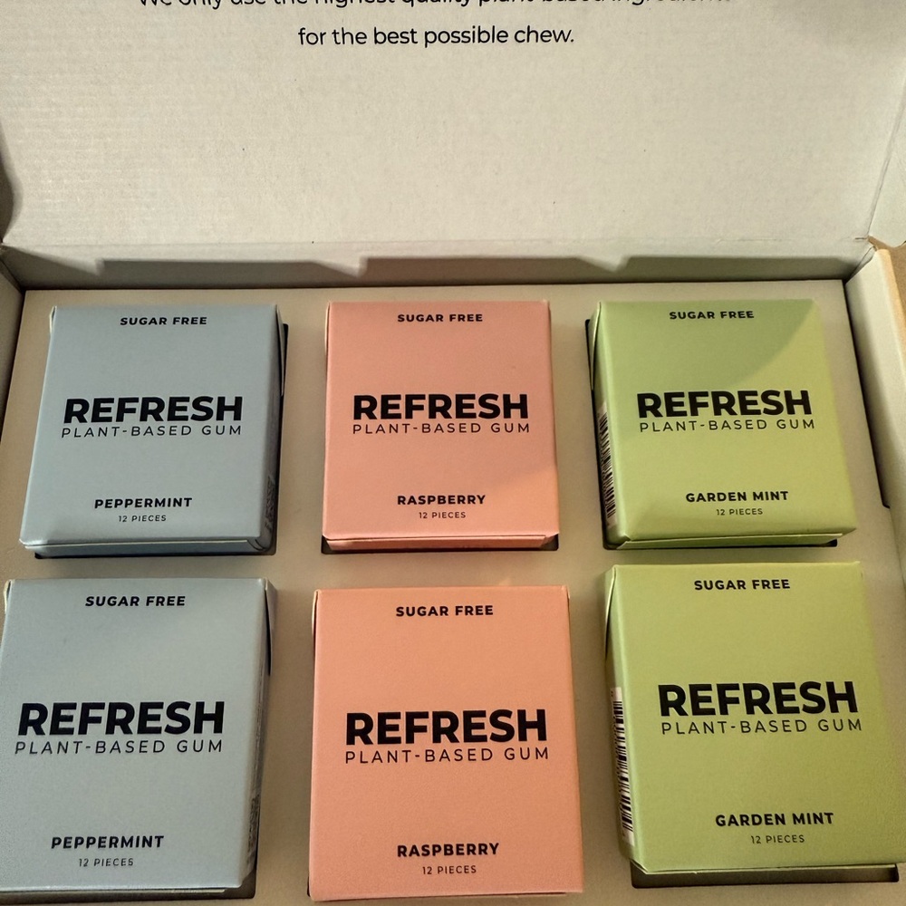 Refresh Plant-Based Gum Variety Pack - Peppermint, Raspberry, Garden Mint 4/26